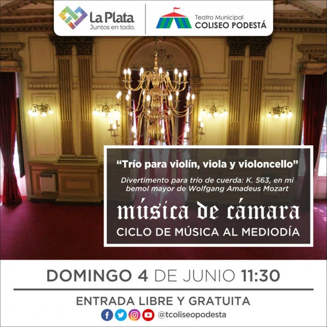 Música al mediodía. Música de Cámara. Trio para violín, ciola y violoncello